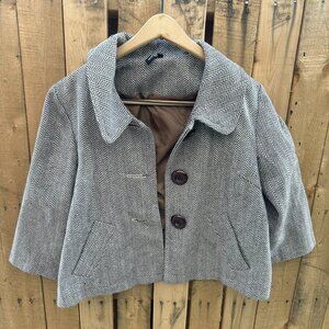 Bohème by Anthropologie Herringbone Cropped Jacket | Size M